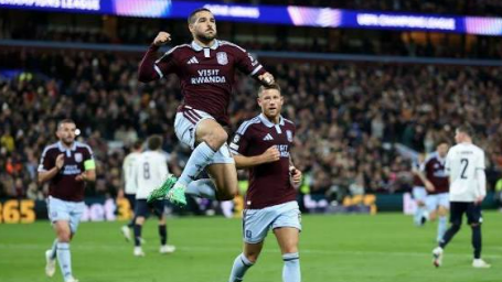 Selebrasi gol Aston Villa vs Viking